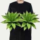 Ttranewsoo Fake Plants Artificial Agave Plants,Large UV Resistant Fake Agave Planters for Indoor and Outdoor Decorating Tropical Plant Succulents Greenery Indoor Decor13.8 (2Pack, Dark Green)