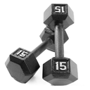CAP Cast Iron Hex Dumbbell, Black, Two 15 Pounders, 30LBS in total