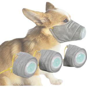 Soft Adjustable Dog Mouth Mask with Filter, Pet Anti Dust Breathing Muzzle, Anti Smog Respirator, Effectively Filter air Pollution (L-3PCS)