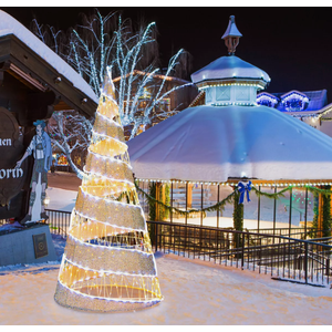 5FT Pre-lit Christmas Cone Tree w/300 Warm White & 250 Cold White LED Lights