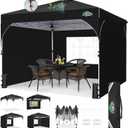 COBIZI 10x10 Pop Up Canopy Tent with 3 Removable Sidewalls & Air Vent | Waterproof Instant Setup 90s, Commercial-Grade Gazebo Tent for Camping/BBQ/Events | Includes Sandbags, Stakes & Ropes (Black)
