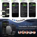 AI Smart Watch with Voice Recorder, Transcribe & Summarize with AI for Meetings, App Control, Supports 135 Languages, 2.13" AMOLED Display, Health, Fitness & Sleep Tracker, 80+ Workout Modes, Black