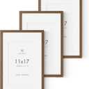 11x17 Oak Picture Frame, Solid Oak 11x17 Poster Frame with Mat to 8x12(Openning Size is 7.5x11.5), Natural Wood 17x11 Frames for Wall, (Walnut Set of 3), 11x17 in - 3P