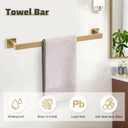 5-Piece Towel Bar Set Brushed Gold Bathroom Hardware Accessories Set Includes Upgraded Double Base Toilet Paper Holder,Modern Square Towel Holder Set Stainless Steel Wall Mount 23.6 Inch
