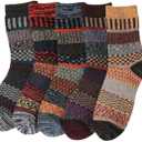 Kelabia Vintage Thick Knit Wool Socks for Women - Nordic Winter Cottagecore Socks - Warm & Soft (One Size, 5 Pair)