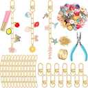 AUGSUN 189Pcs Keychain Making Kit, Charm Jewelry Chain Making Crafts Including 60 Charms 12 Keychain Clips Hooks 15 Extender Chains 100 Jump Ring and Jewelry Plier for Crafts Accessories