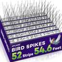 XPCARE 54.6 Feet Bird Spikes, Stainless Steel Bird Spikes Fence Spikes for Crow Robin Pigeon Squirrel Raccoon Defender Spikes (52 Packs)