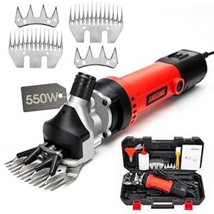 Sheep Shears Electric 550W - Professional Sheep Clippers Two Blades, 6 Speed Heavy Duty Livestock Haircut for Grooming Sheep Goats Large Dog Thick Coats Animals with Lubricant (Black)