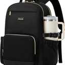 LOVEVOOK Laptop Backpack for Women with Pouch Pocket for Large Capacity Cup,18 Inch Laptop Computer Bag Travel Backpack Purse,Waterproof Work Business Backpack College Teacher Bags, Black
