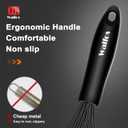 Walfos Silicone Whisk,Stainless Steel Wire Whisk Set of 3 -Heat Resistant 480F Kitchen Whisks for Non-stick Cookware,Balloon Egg Beater Perfect for Blending,Whisking,Beating,Frothing & Stirring,Black (7+9+11 in Black)