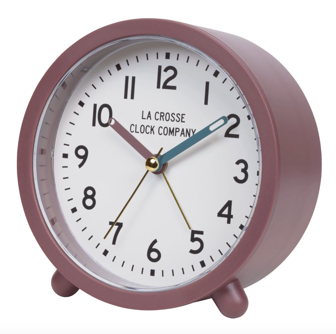  La Crosse Alarm Clock Round Analog Alarm Clock for Living Room Kitchen Bedroom Office Bedside Desktop Battery
