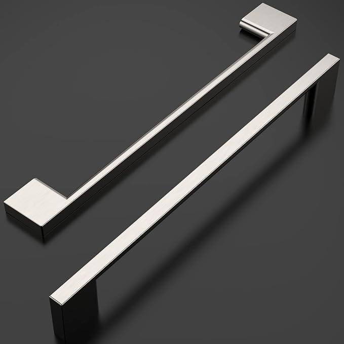 Amerdeco 8 Pack Brushed Satin Nickel 10 Inch(254mm) Hole Centers Kitchen Cabinet Pulls Cabinet Hardware Kitchen Handles for Cabinets Cupboard Handles Drawer Pulls ZH0009