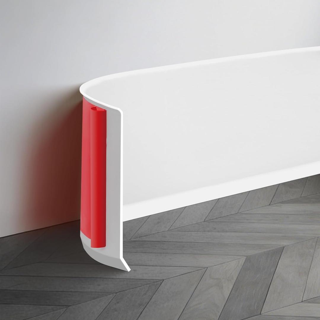 16.4Ft Vinyl Baseboard Molding Trim, Flexible Peel and Stick Wall Base with Self-Adhesive Backing, Waterproof Cove Base, Wall Protection & Floor Gap Covering, White (W:1.97'')
