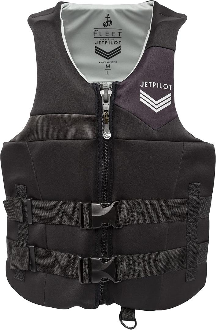Jetpilot Fleet Neoprene Dual Coast Guard Approved Life Jacket PFD (Black, L/XL)