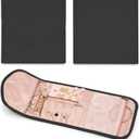 Travel Jewelry Roll Organizer Bag Foldable and Anti-Lost Jewelry Holder Storage for Rings, Necklaces, Bracelets, Earrings and Accessories, Small Black