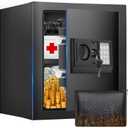 1.6 Cuft Safe Box, Home Safe with Fireproof Waterproof Bag, Anti-Theft Digital Security Lock Box with Smart Alert System, Removable Shelf, Mute Function, Personal Document Safes for Money Jewelry