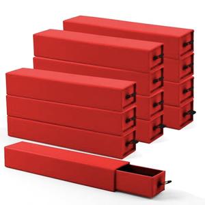 Lainrrew Jewelry Gift Box, Luxury 12-Pack Jewelry Gift Box Velvet-Lined, Compact Drawer Style for Earrings & Rings, Stylish Necklace Bracelet Organizer, 8.3x1.8x1.4 Inches (Red)