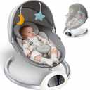 BIMUVA Baby Swing, Electric Baby Swing for Infants to Toddler, Bluetooth Baby Rocker with Music Speaker, Protable Bouncer for Baby, 5 Sway Speeds 3 Seat Positions, Remote Control for Indoor, Boy, Girl