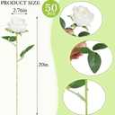 Hananona Artificial Roses in Bulk, Fake Velvet Silk Roses Realistic Rose for Wedding Centerpieces Flower Arrangement Home Decor (50, White)