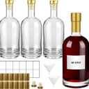 25 oz Clear Glass Bottles with Cork, 4 Pack Clear 750ml Liquor Bottles, Thick Heavy Base Airtight Wine Bottles for Beverages, Liquor, Whiskey, Oil, Vinegar, Wedding Favors & Crafts
