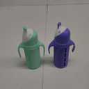 Set of 2 - Glass Sippy Cup for Toddlers - The Luca | Mint Green & Indigo Purple | Spill-Proof | Silicone Straw | 8 oz | Liquids Never Touch Plastic | Removable Handles