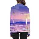 TOIUUI Women Rash Guard Long Sleeve UPF 50+ UV Protection Quick Dry Water and Cooling Sun Swim Shirts QYY24025 Purple Ocean XL (XL)