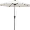 MEWAY 9ft Patio Umbrella Outdoor Table Umbrellas with Push Button Tilt and Crank, Market Umbrella 8 Sturdy Ribs for Deck, Garden, Pool and Backyard, Creamy-white