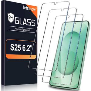 3 Pack Screen Protector for Samsung Galaxy S25 6.2 Inch, 9H Tempered Glass, Ultrasonic Fingerprint Unlock, Case Friendly Tempered Glass Screen Protector for Samsung Galaxy S25