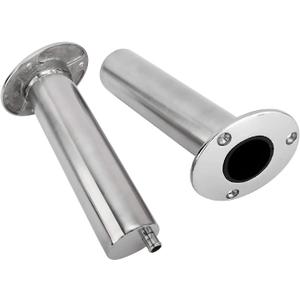 YaeMarine 2-Pack Heavy Duty Stainless Steel 316 Deluxe Rod Holders with Drain, Flush Mount Fishing Rod Pole Holders, 30 Degree /15 Degree/90 Degree