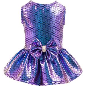 CuteBone Dog Dress Mermaid Girl Puppy Bling Skirt Cat Outfit Small Dogs Costume Pet Clothes for Holiday Beach DD10M (Medium)