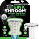 SinkShroom Revolutionary Bathroom Sink Drain Protector Hair Catcher, Strainer, Snare, Silicone , Brushed, Sinkshroom Chrome Edition, 1" -1.4"