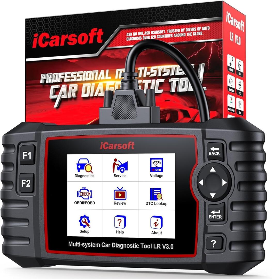 iCarsoft LR V3.0 2026 Version Bidirectional OBD2 Scanner for Most Land Rover/Jaguar from 1996-2023 Full Systems 37 Service Diagnostic Scan Tool Graphic Data Car Code Reader with Lifetime Free Update