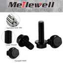 5/16-18 x 1-1/4" Flanged Hex Head Bolts Flange Hexagon Screws, Stainless Steel A2 Black Finish, DIN 6921, 15 PCS