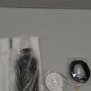 11.8OZ Glass Mouthwash Dispenser for Bathroom with Stainless Steel & Bamboo Nozzle, Mouthwash Cup Reusable, Bamboo Tray, and Elegant Gold Sticker.(Black)