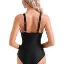 SUUKSESS Women Sexy Mesh Tummy Control Swimsuit Push Up High Waisted Bathing Suit, Size M