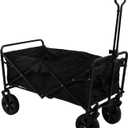 BLKMTY Collapsible Wagon Folding Outdoor Utility Wagon Heavy Duty Beach Cart Outside Camping Large Capacity Foldable Grocery Wagons for Garden Sports Shopping, Black