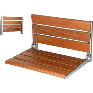 18" Folding Shower Seat Wall Mounted,Fold Down Shower Bench for Small Shower Space, Home Care Wood Stool for Inside Shower (Yellow)