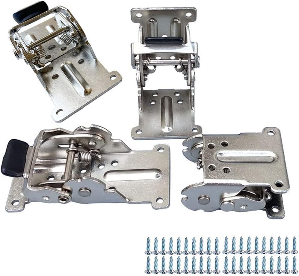 4 PCS Foldable Support Bracket -Self-Locking Hinge- Leg Fittings and Corner Brace- for Folding Legs -Folding Workbench- Fold Down Desk Extension in Kitchen (0-90-180 Degree, Silver)