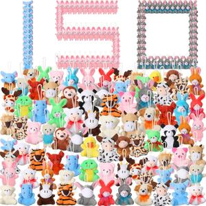 Yilloog 150 Pcs Mini Stuffed Animals Bulk Keychain Decoration 2.4 in Small Tiny Animal Assortment Set for Goodie Bag Fillers Carnival Prize
