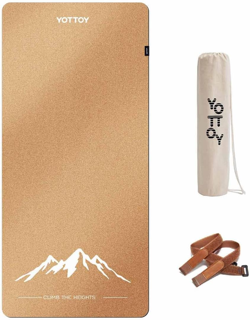 YOTTOY Yoga Mat,Non-Slip Hot Yoga Mat with Anti-Tear Design and Friendly Natural Rubber Mat with Strap and Bag