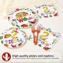 96Pcs Taco Twosday Party Decorations Mexican Fiesta 2nd Birthday Plates and Napkins Tableware Sets Mexican Party Decoration for Cinco De Mayo Taco Tuesday 2 Years Old Party Supplies Serves 24