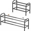 Gonfoam 2-Tier Expandable Shoe Rack,Adjustable Shoe Shelf Storage Organizer Heavy Duty Metal Free Standing Shoe Rack for Entryway Closet Doorway (Black)