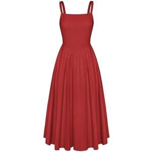 Scarlet Darkness Women's One Size Black Sleeveless Square Neck A-Line Mid-Calf Length Summer Casual Dress, Medium