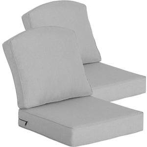Goodgoods 24 x 24 Outdoor Patio Deep Seat Cushions 2-Pack, 1000+ Hours Fade-Resistant & Water-Resistant Outdoor Furniture Chair Cushions with 30D High-Resilience Foam for Sofa Chair, Stone Gray