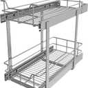 2 Tier Pull Out Cabinet Organizer 11" W X 17" D, Slide Out Drawers for Kitchen Cabinets, Pull Out Drawers for Cabinets Capacity Heavy Duty Caddy, Cabinet Pullout Shelves Chrome-Plated,Bathroom Pantry