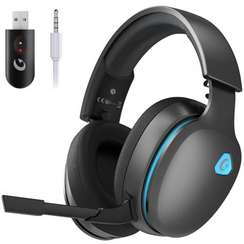 Gtheos 2.4GHz Wireless Gaming Headset for PS5, PS4 Fortnite & Call of Duty/FPS Gamers, PC, Nintendo Switch, 7.1 Surround Sound, Bluetooth 5.3 Gaming Headphones with ENC Mic, 40+Hr Battery - Space Gray