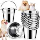 Hicarer 6 Pcs Stainless Steel Dog Water Bucket, Heavy Duty Stainless Steel Bucket Water Pails for Dogs Pets, for Kennels Farms Fences Cages(4.2 Quart)