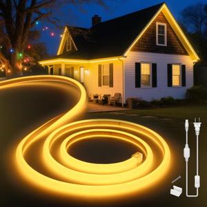 VOEWT LED Neon Lights Warm White 3000K,164ft 110-120V LED Strip Lights,Flexible Outdoor Waterproof Neon Rope Lights for Bedroom,Cabinet,Kitchen,Living Room,Mirror,Halloween Decor