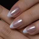 Curvlife Almond Press On Nails Medium – Soft Gel Salon Quality False Nails with Glue, Long Lasting Daily Nail Tips for Women (Pearl Milk Haze)