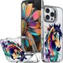 Ecute Strong Magnetic Slim Drop Protective Case (Compatible with MagSafe) with Camera Ring Kickstand for iPhone 17 and iPhone 16 Pro- Color Graffiti Horse